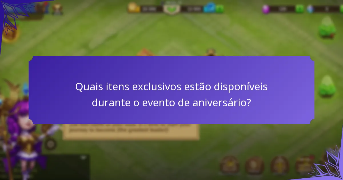 Quais itens exclusivos estão disponíveis durante o evento de aniversário?
